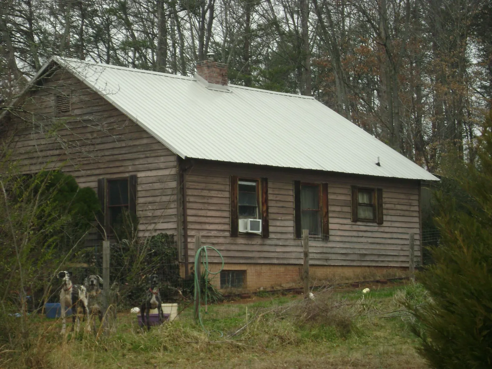 White metal roof on an old wood sided farmhouse, from a Asphalt Shingle Roof Repair job in Wedgefield